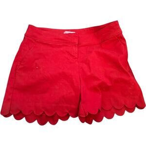 Isaac Mizrahi Red Shorts, Scalloped Hem Stretch Preppy, Women's Size 8